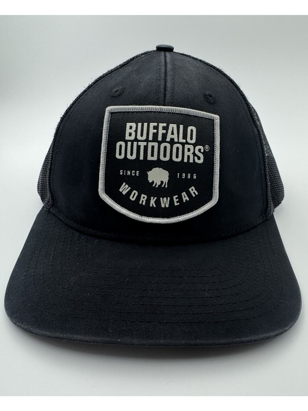 Buffalo Outdoors Black Trucker Hat - Workwear Patch Mesh Snapback